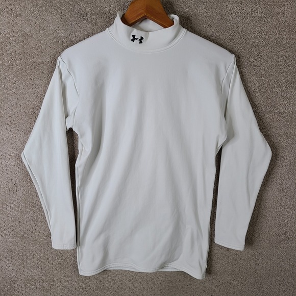 Under Armour Shirt Mens XL White Compression Black Logo Long